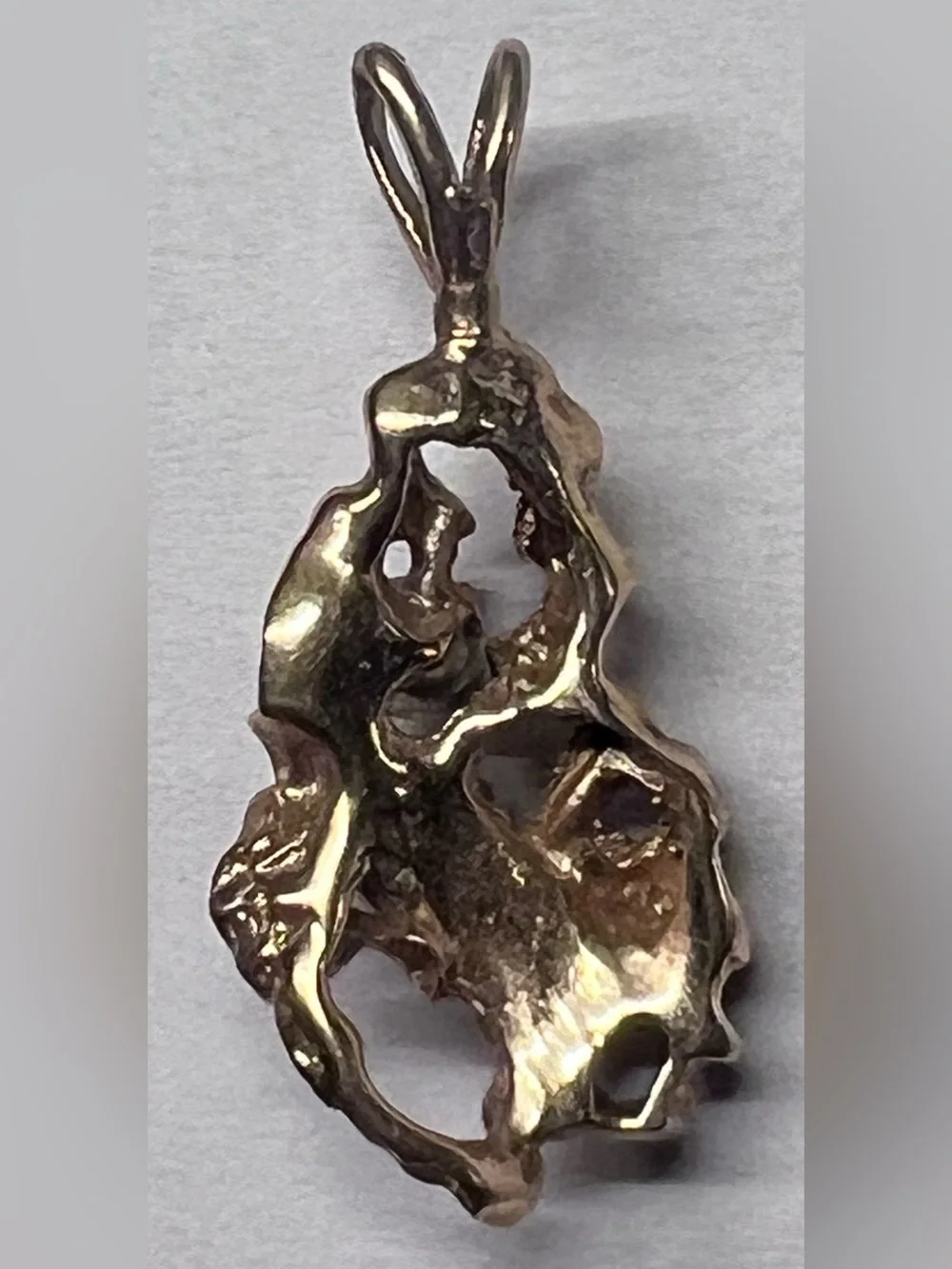 14K charm 2.7g diamond duo yellow gold Nugget pendant late 70s vintage authentic